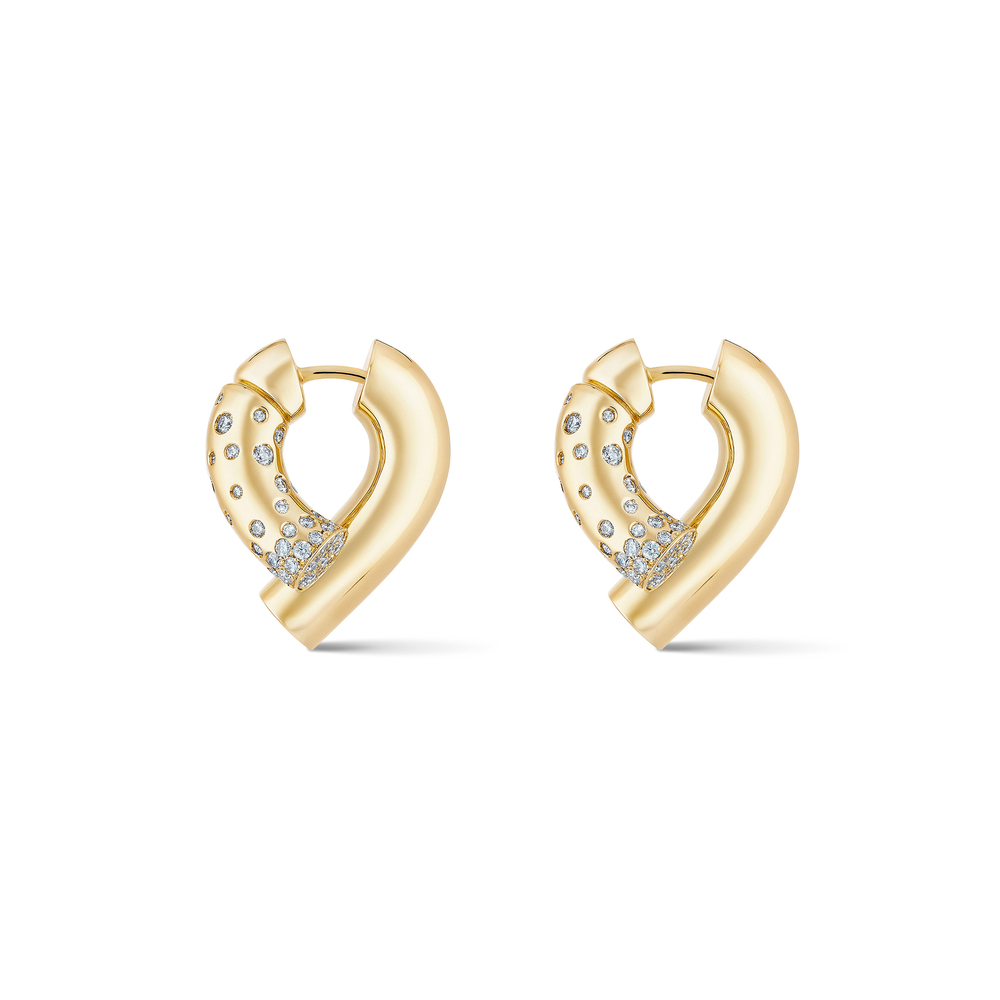 Tabayer Pavé Oera Hoop Earrings In 18K Yellow Gold/Diamonds