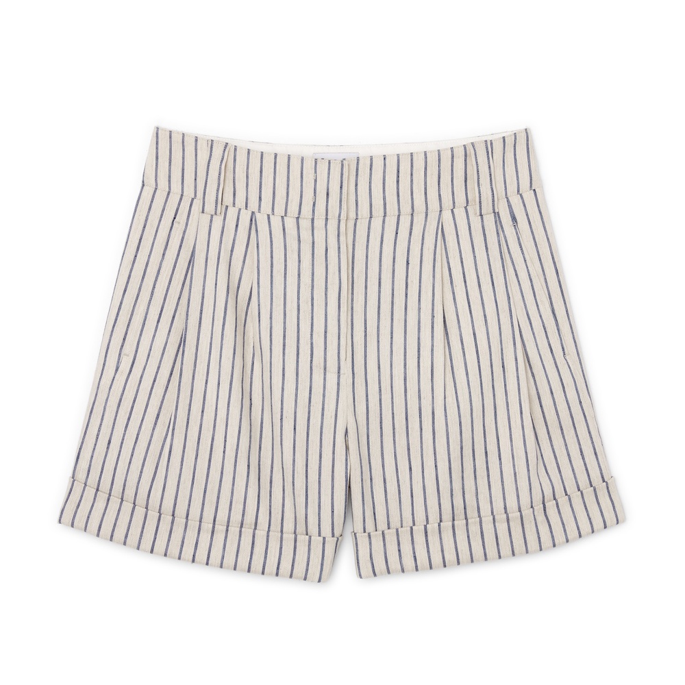 G. Label By Goop Colinsky Striped Shorts In Navy/Oat, Size 12