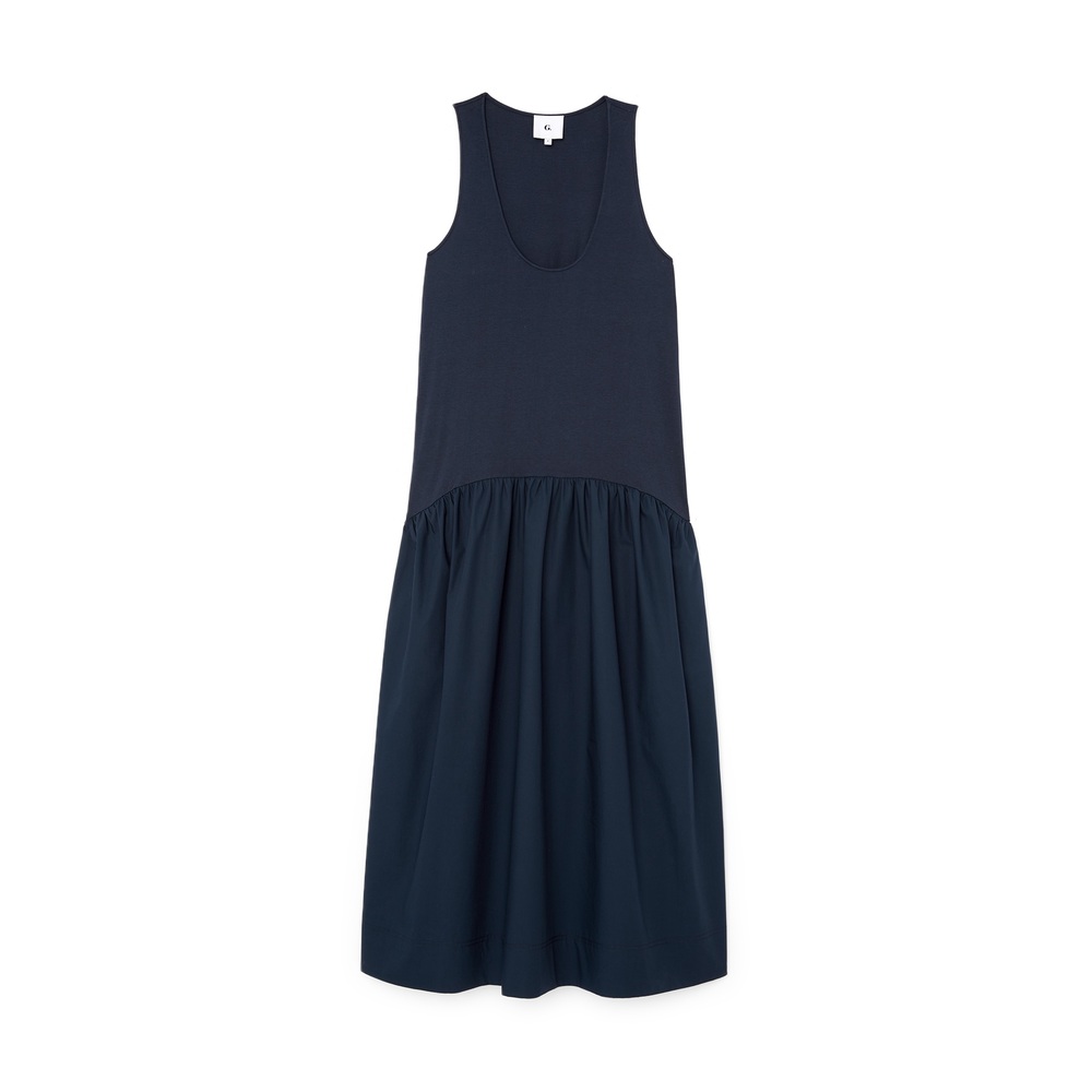 G. Label By Goop Shannon Dropped-Waist Tank Dress In Navy, Size 10