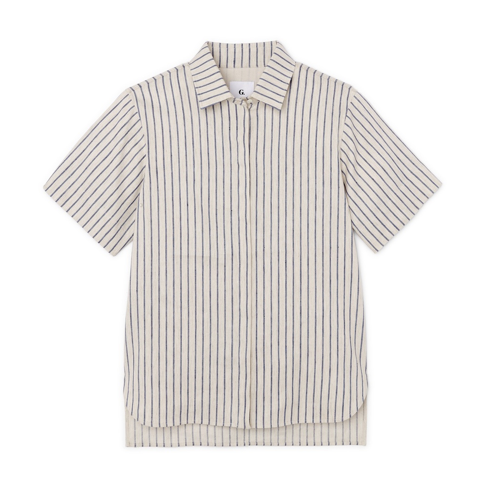 G. Label By Goop Vargas Short-sleeve Button-up In Navy,oat