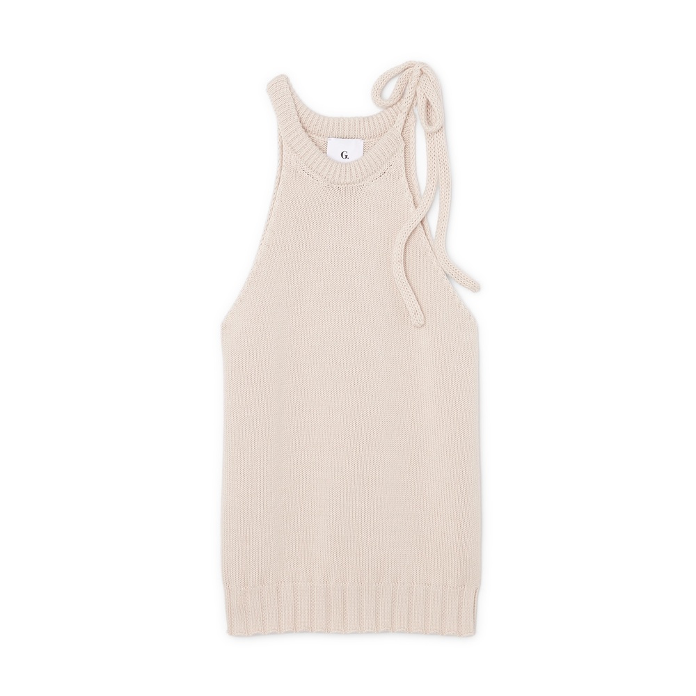 G. Label By Goop Cody Bow-Neck Halter In Oat, X-Large