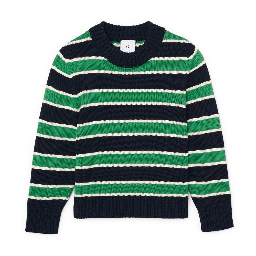 G. Label By Goop Rachel Striped Sweater In Navy/Green/White, Large