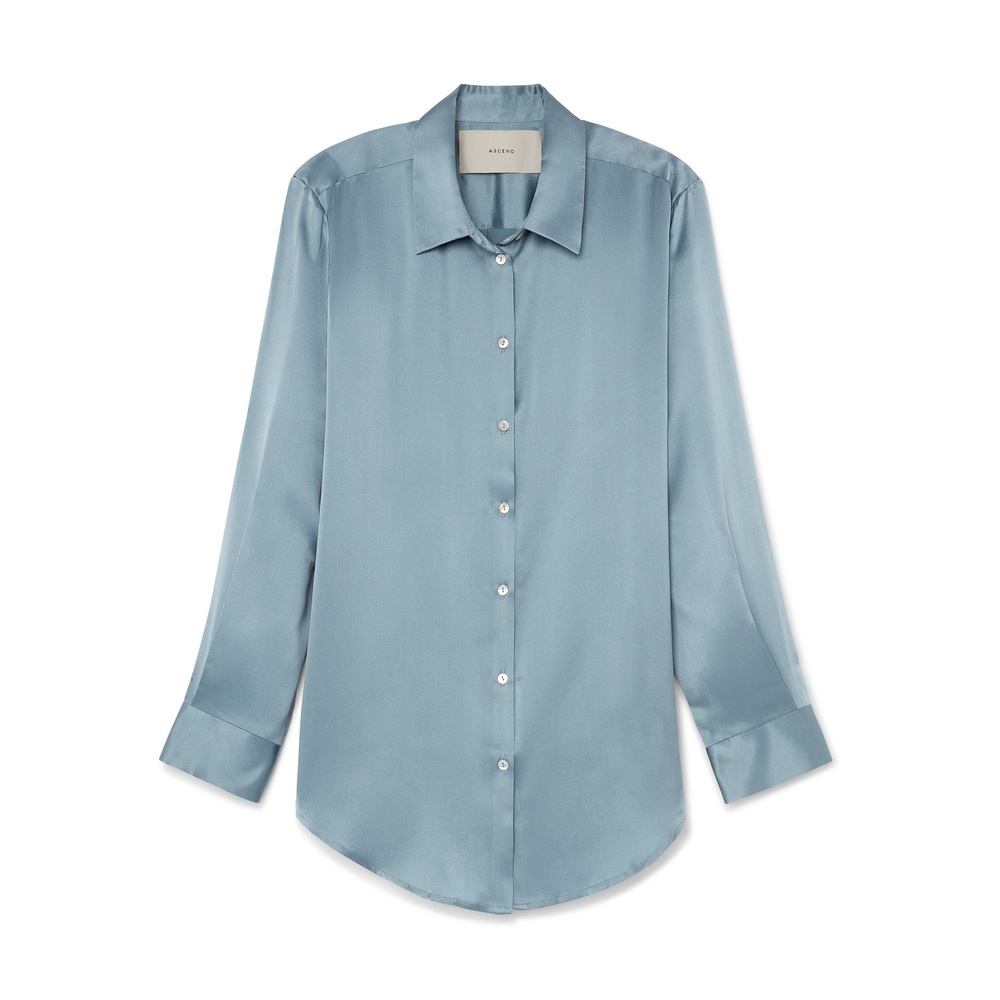 Asceno The London Pj Top In Dust Blue, Small
