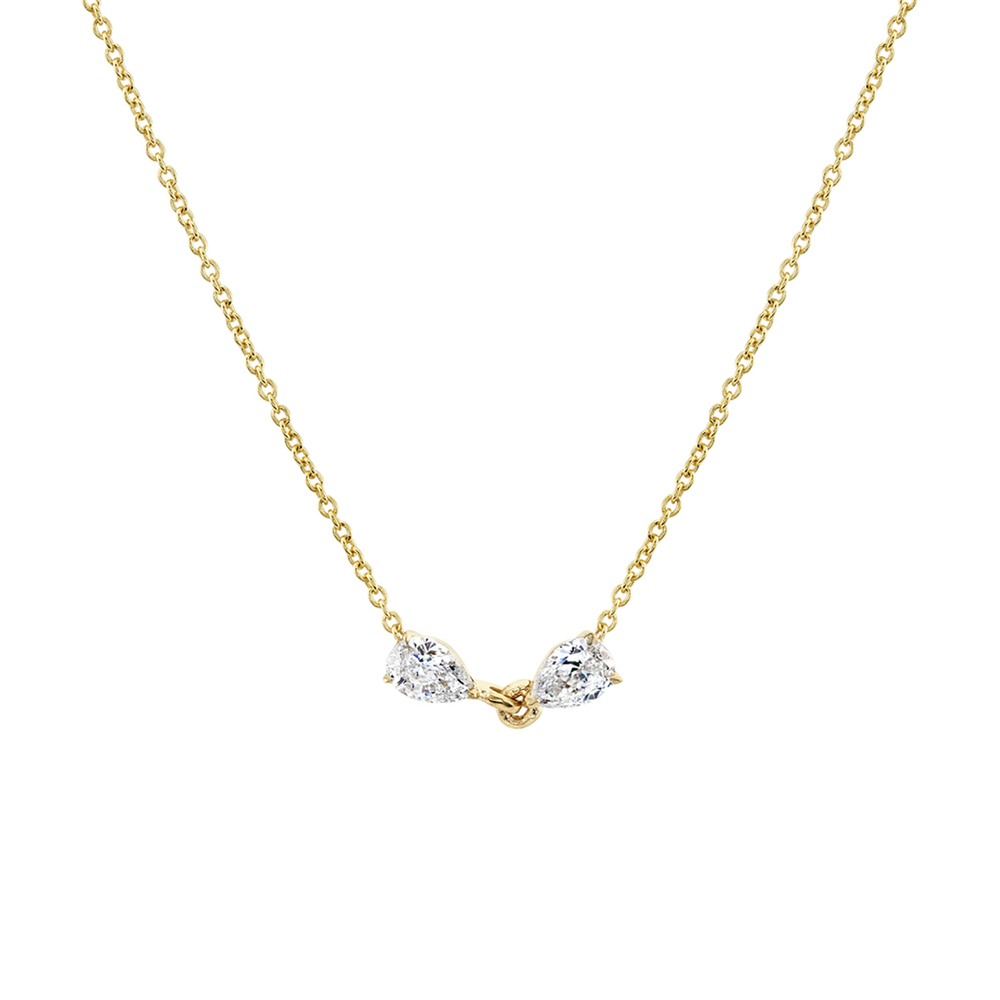 Lizzie Mandler Mini Diamond Pears Necklace In 18K Gold/White Diamonds