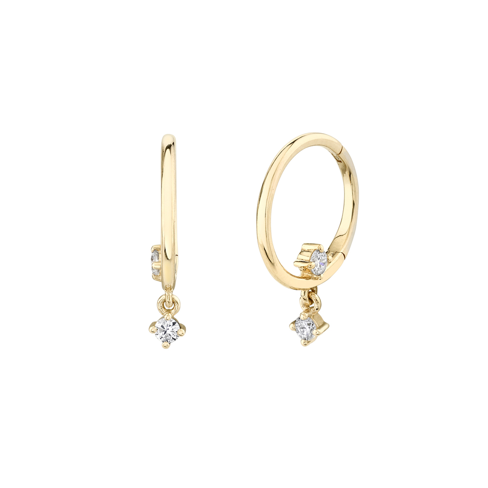Lizzie Mandler Seamless Star Hoops Earring In 18K Gold/White Diamonds