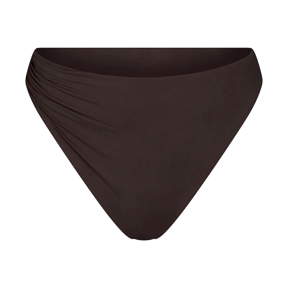 Anemos The Draped Asymmetric Bikini Bottom In Espresso, Medium