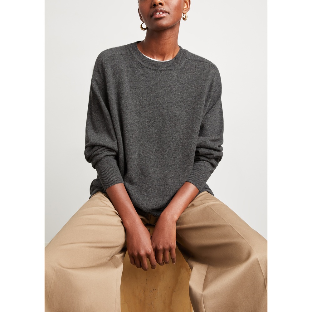 G. Label By Goop Gia Oversize Cashmere Crewneck In Charcoal, Small