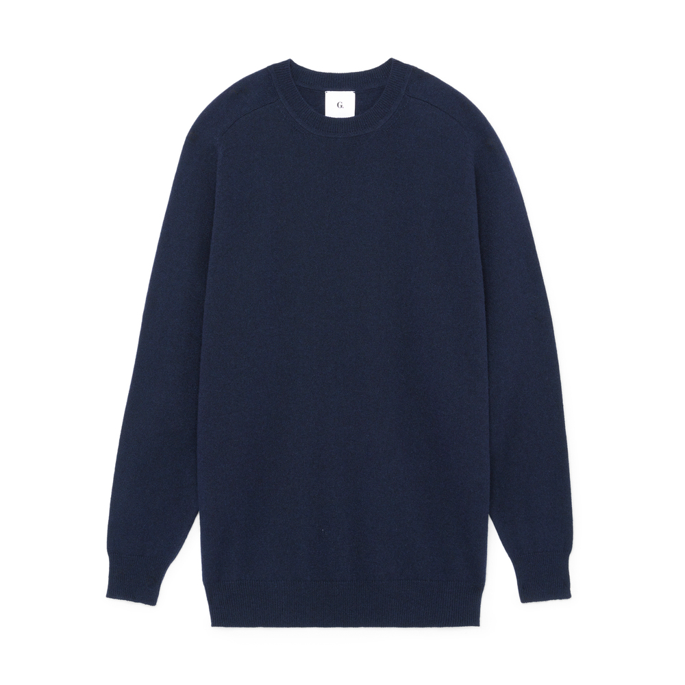 G. Label By Goop Gia Oversize Cashmere Crewneck In Navy, X-Large