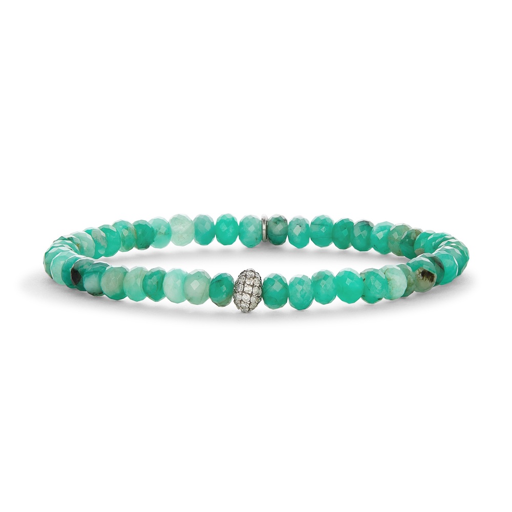 Sheryl Lowe Emerald Bracelet With Pavé Diamond Bead In Emerald/White Diamonds