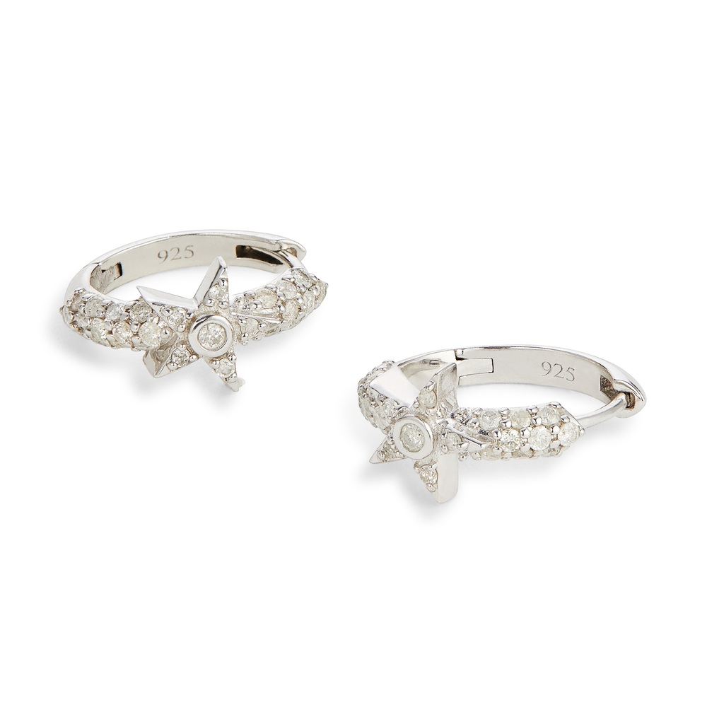 Sheryl Lowe Pavé Diamond Huggies With Star Earring