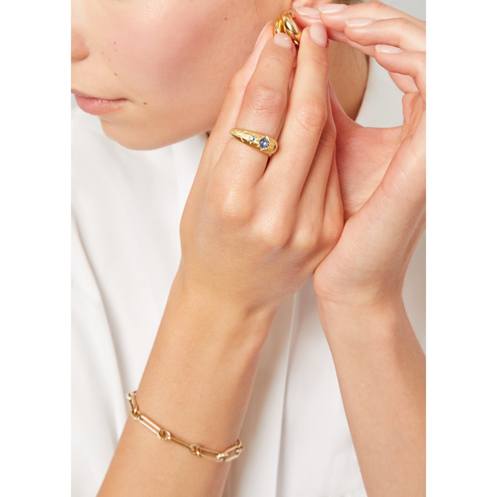 Cece Jewellery Anchored Forever Ring In 18K Yellow Gold/Sapphire, Size 5