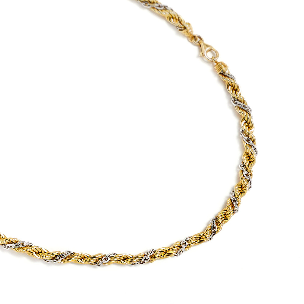Yvonne Leon Corde Torsade Necklace In 18K White & Yellow Gold/Diamond