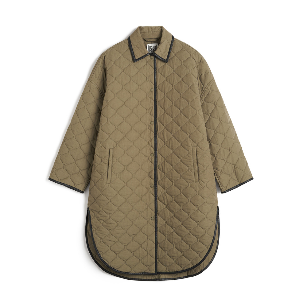 Toteme Quilted Cocoon Coat In Marsh 011, Medium/Large