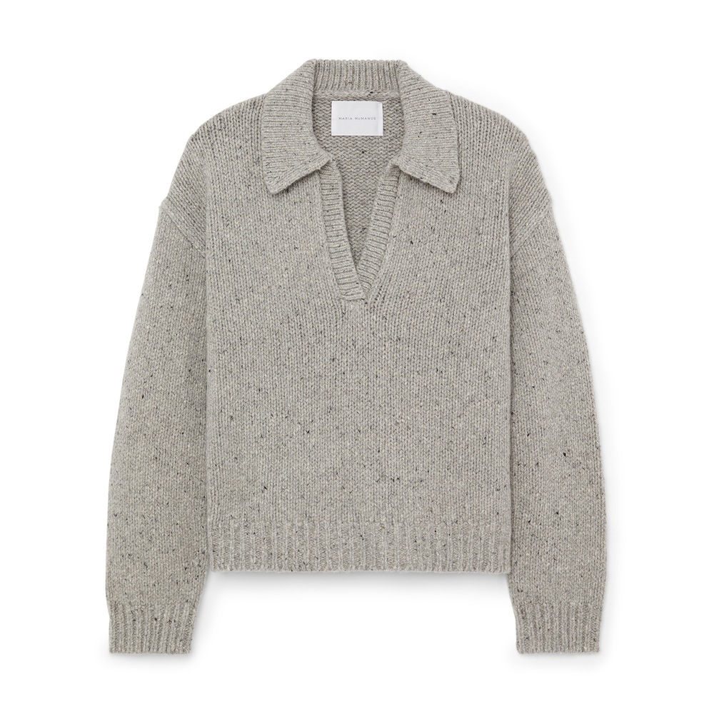 Maria Mcmanus Split-sleeve Collared Sweater In Grey Donegal Tweed