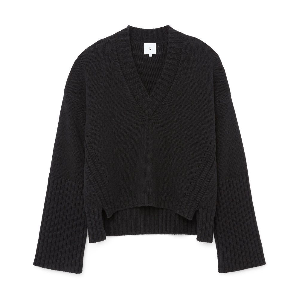 G. Label by goop Figliozzi V-Neck High-Cuff Sweater