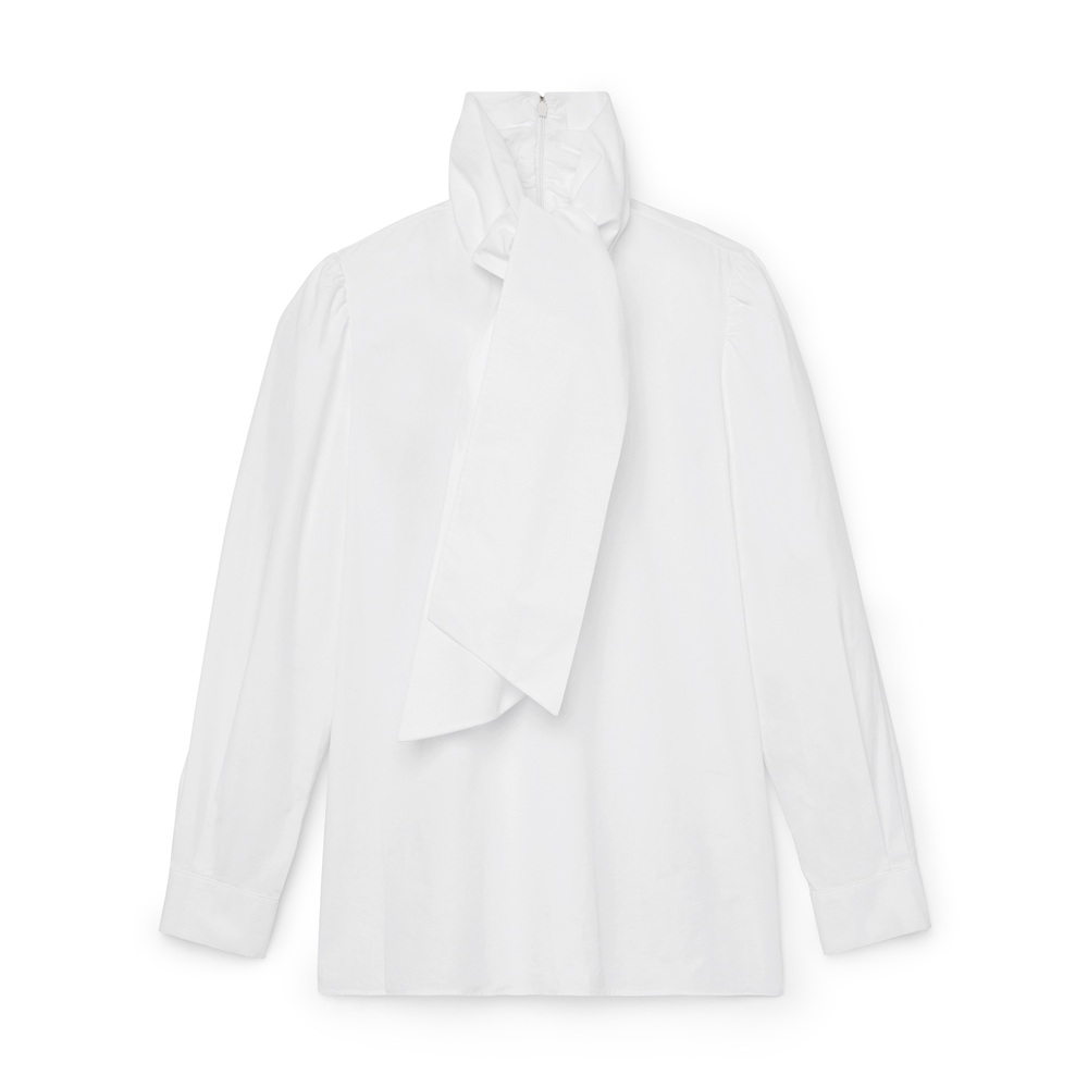 G. Label By Goop Avalos Poplin Bow Top In White, Size 14