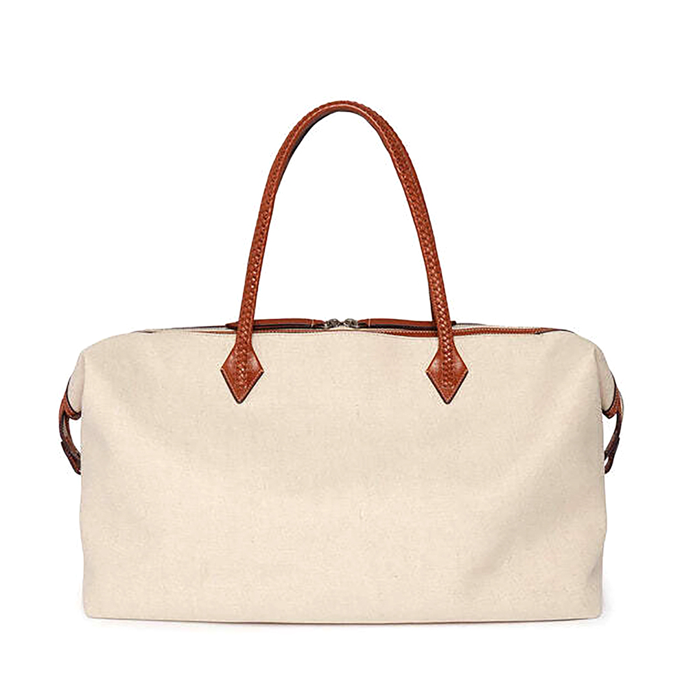 Metier Perriand Weekend Leather-trimmed Linen-canvas Tote In Natural Linen