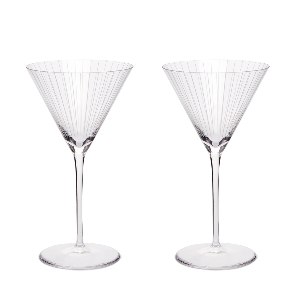 Richard Brendon Goop-exclusive Pinstripe Martini Glasses In White