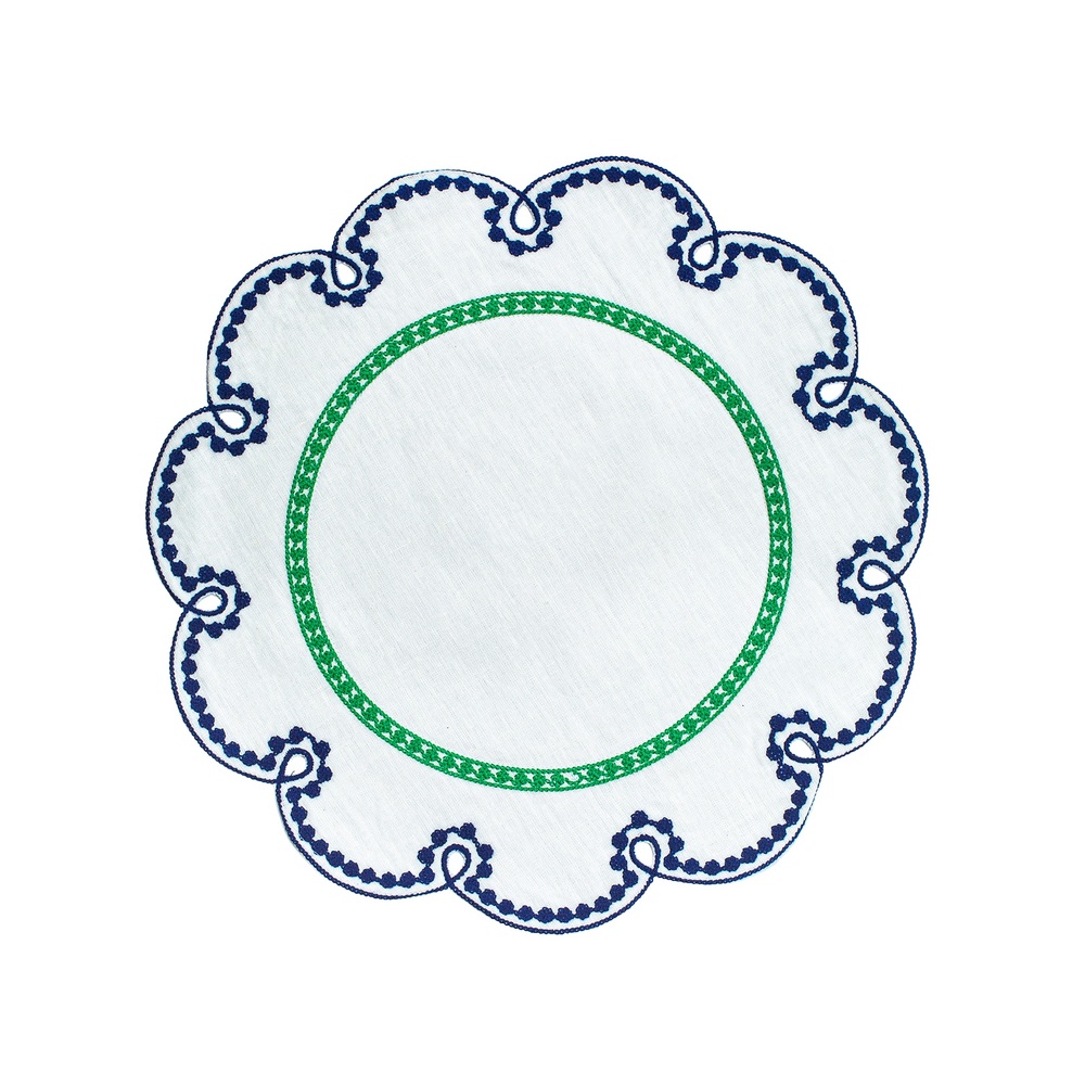 Misette Fête Linen Placemats, Set Of 4 In Blue/Green
