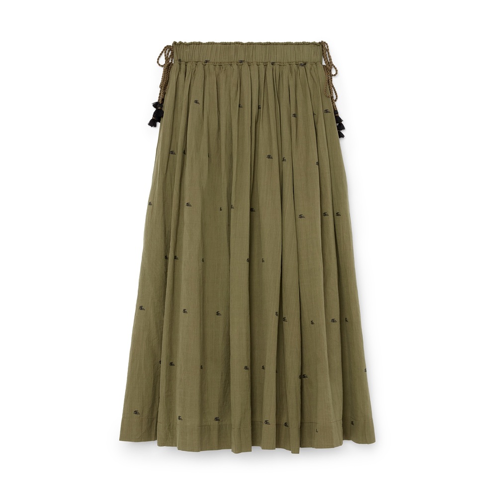 Mirth Verona Skirt In Olive Jamdani, X-Small