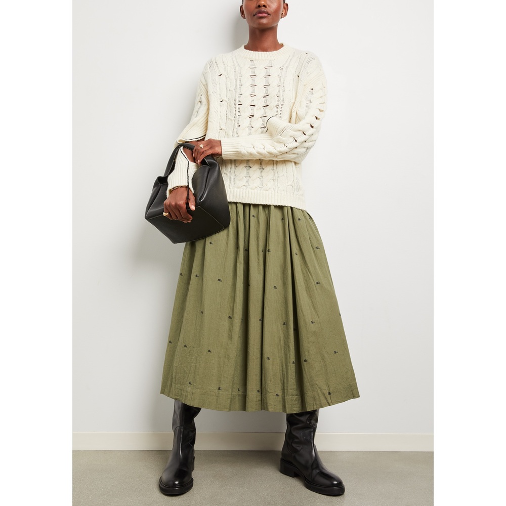 Mirth Verona Skirt In Olive Jamdani, Medium