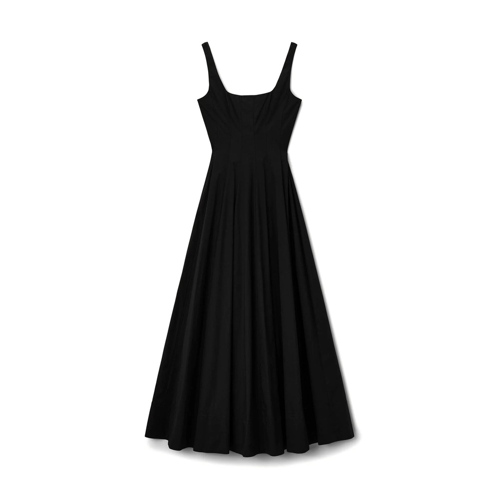 Staud Wells Poplin Dress In Black