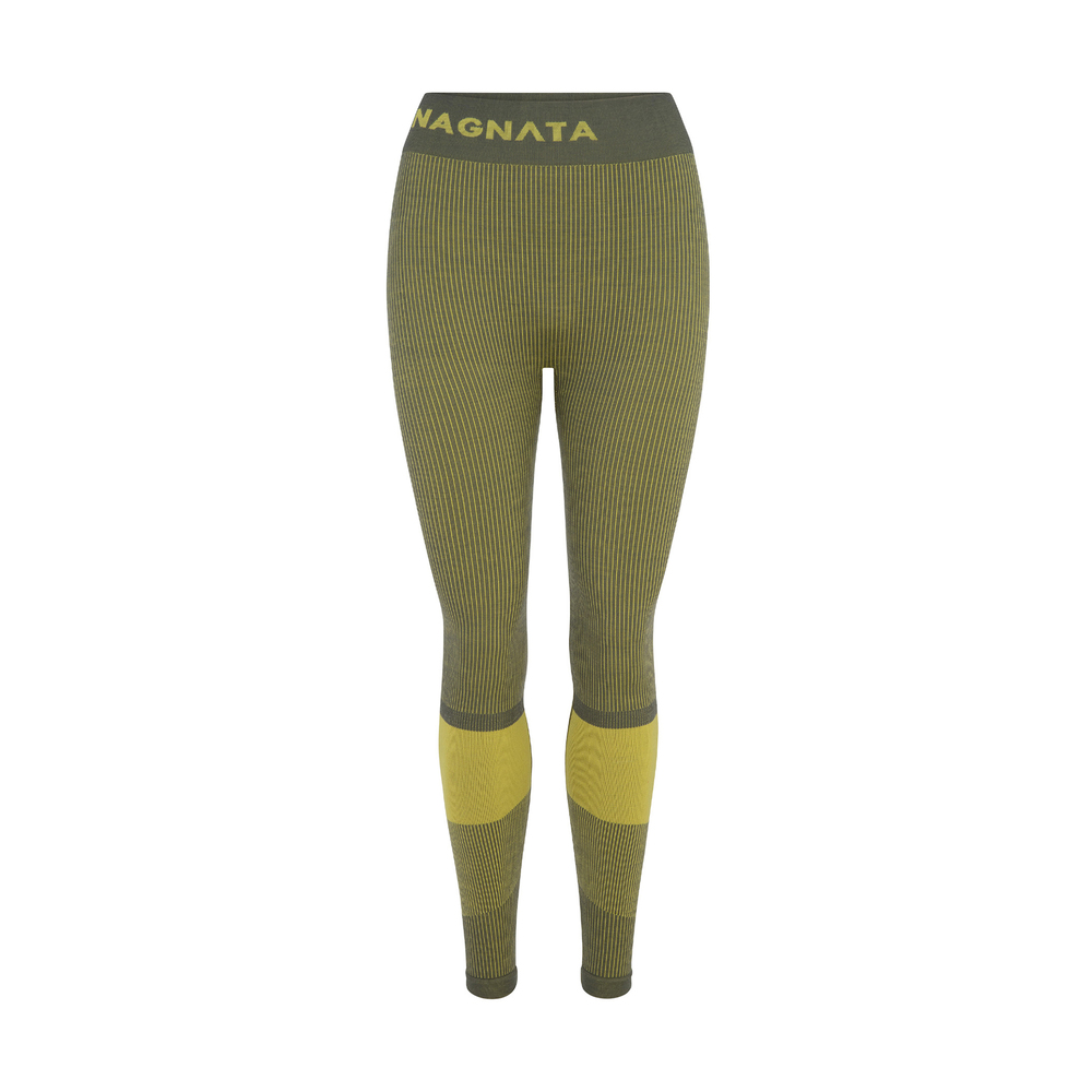 Nagnata Yang Ribbed Leggings In Forest/Chartreuse, X-Small