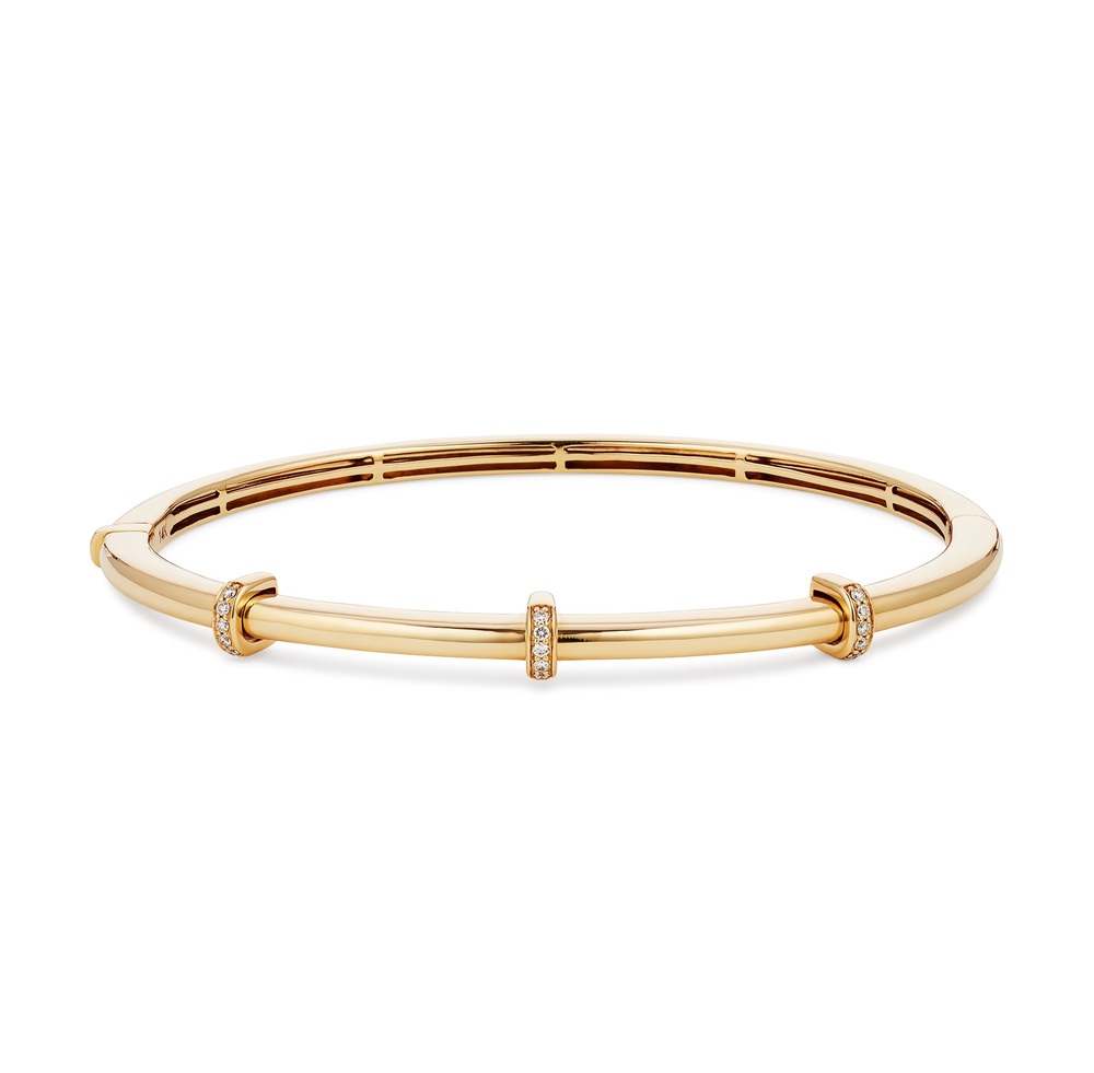 G. Label By Goop Vasco Pavé-loop Bangle​ Bracelet In Yellow Gold,white Diamonds