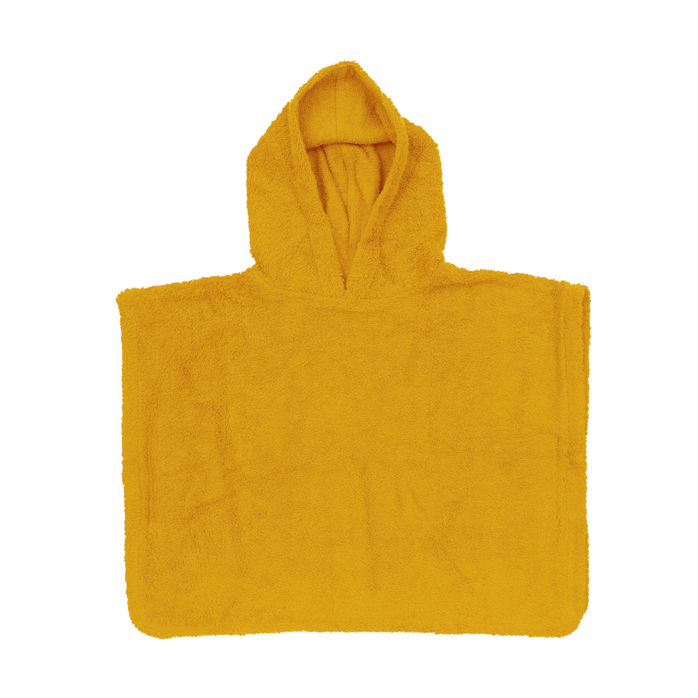 Simone Fan Kid's Hooded Poncho In Mustard, Size 12-18 Months