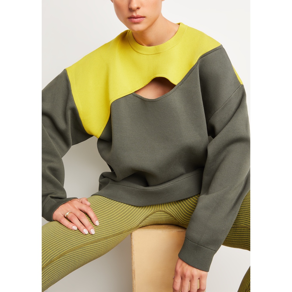 Nagnata Balanced Crewneck In Forest/Chartreuse, Small