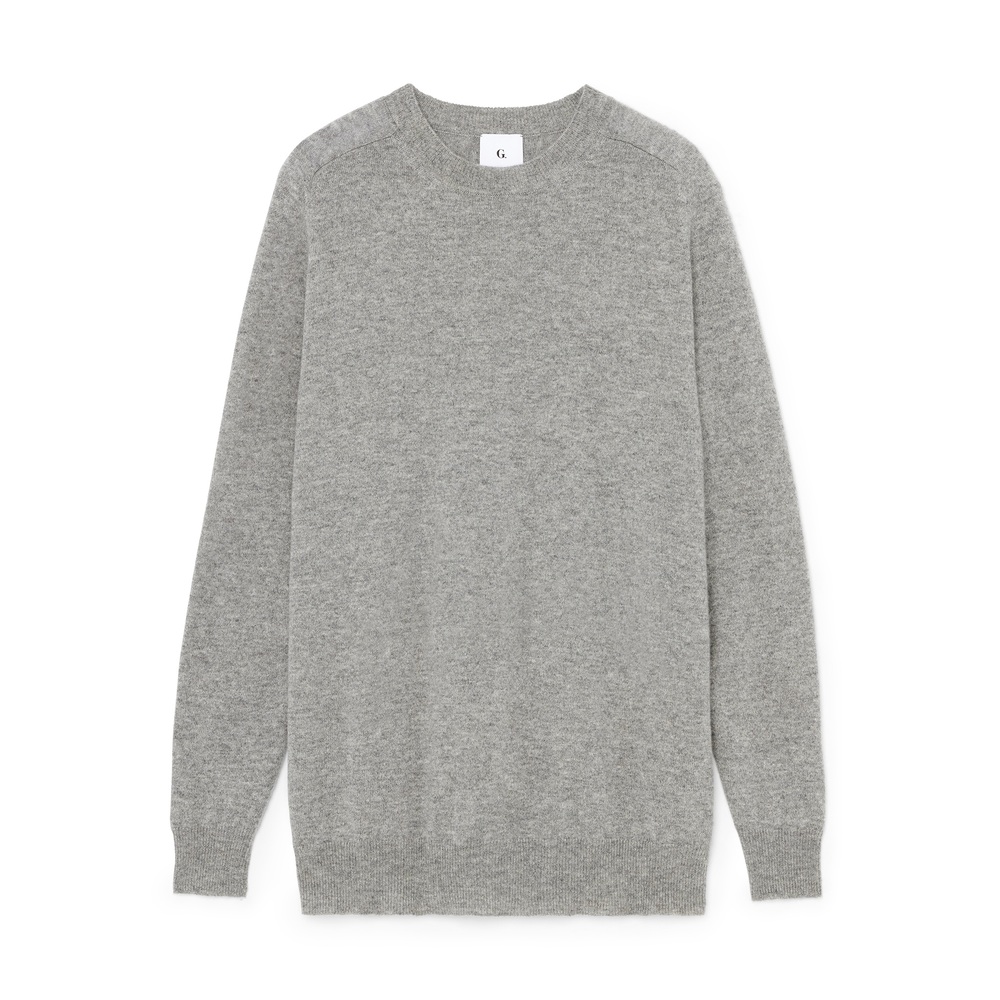 G. Label By Goop Gia Classic Cashmere Crewneck In Medium Grey, Small