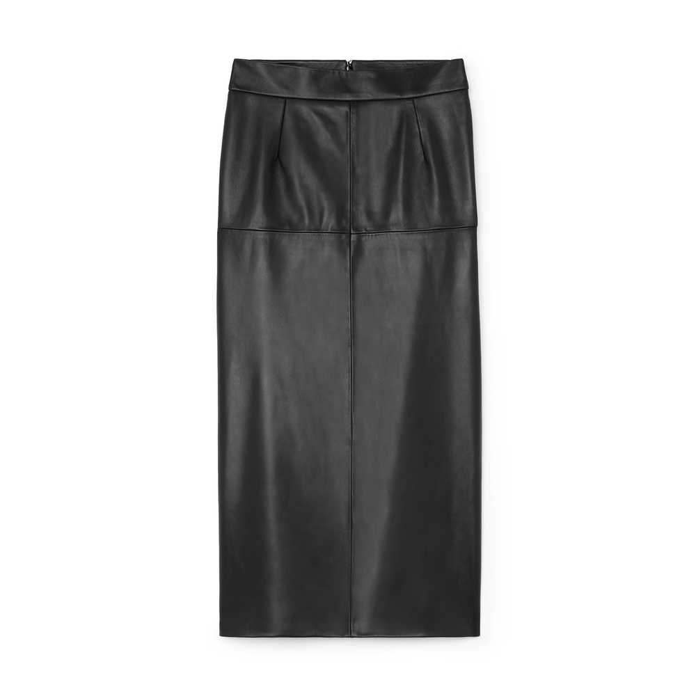 G. Label By Goop Miranda Leather Pencil Skirt In Black
