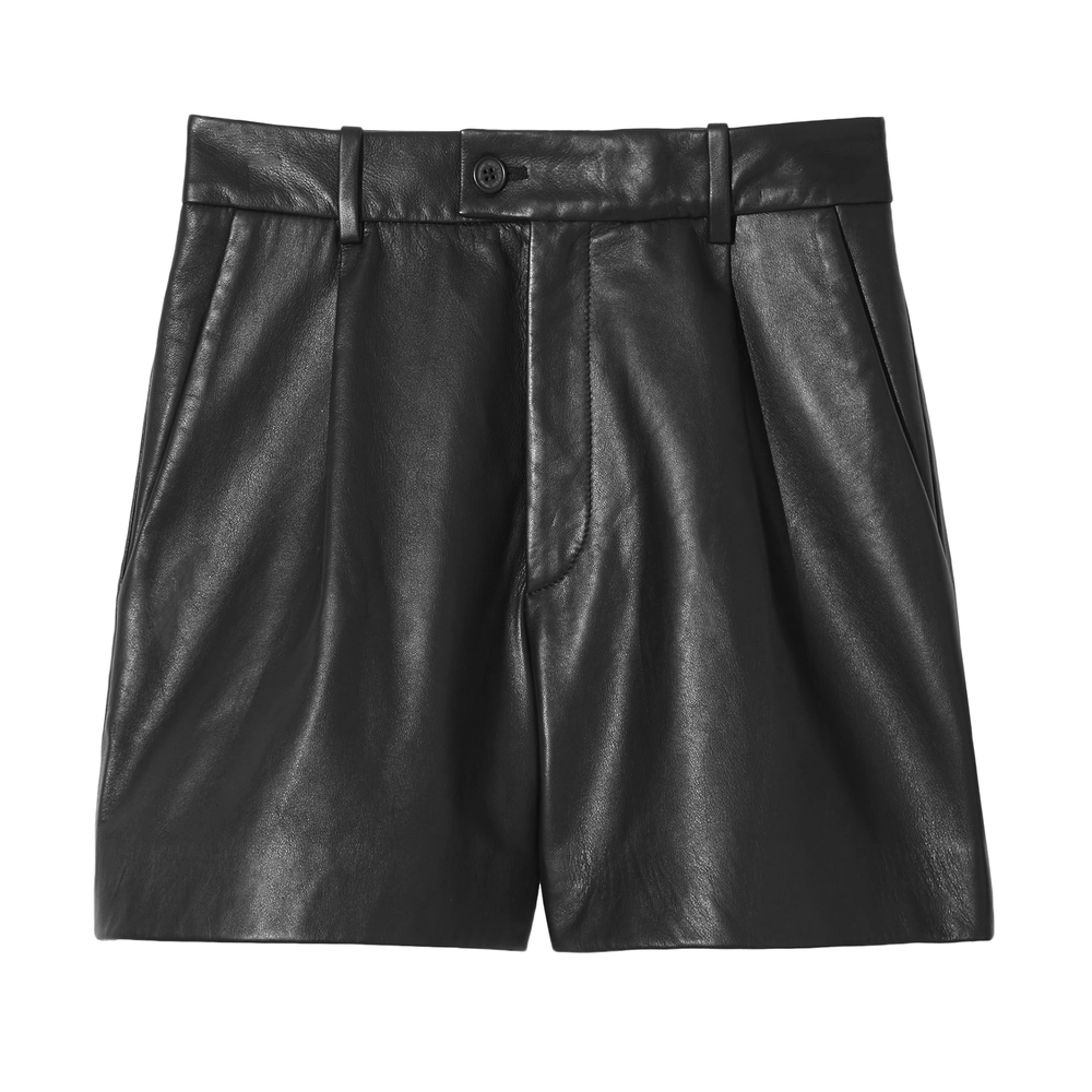 Nili Lotan Cassie Leather Shorts In Black, Size 8