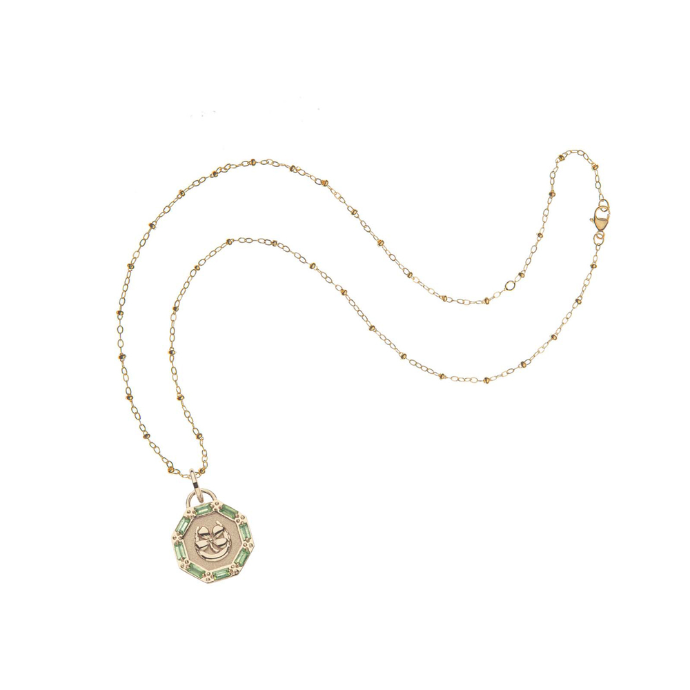 Jane Win Lucky Embellished Coin Pendant Necklace In 14k Gold-plated Sterling Silver