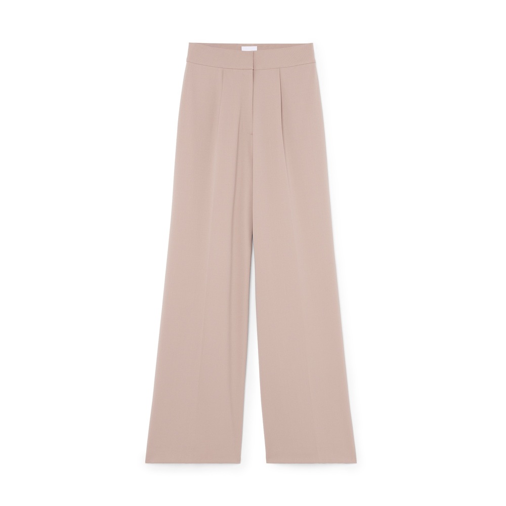 G. Label By Goop Katie-Marie Wide-Leg Pleated Pants In Camel, Size 4