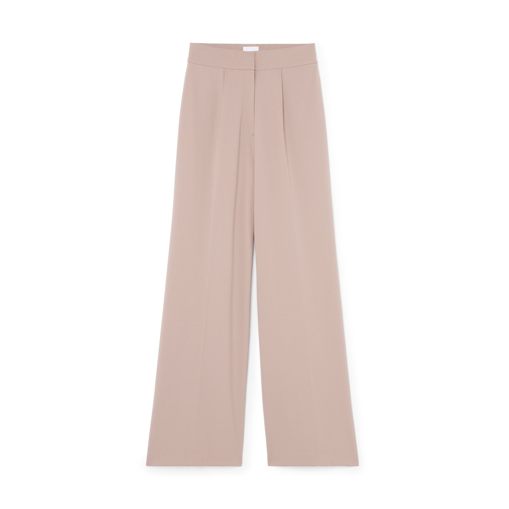 G. Label By Goop Katie-marie Wide-leg Pleated Pants In Camel