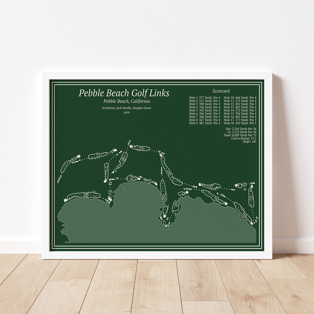 Course Maps Pebble Beach Golf Course Map In Green Multi