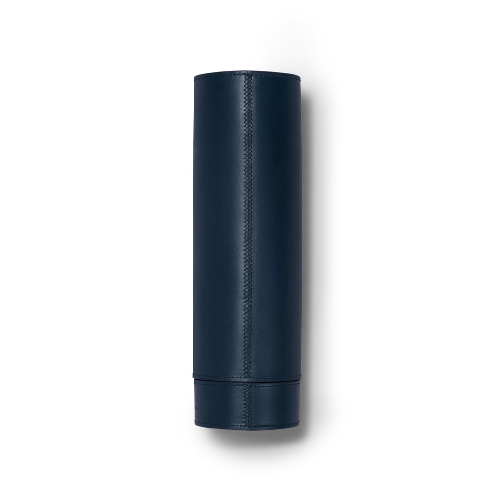 Paradise Row Leather Tennis Ball Holder In Petroleum Blue