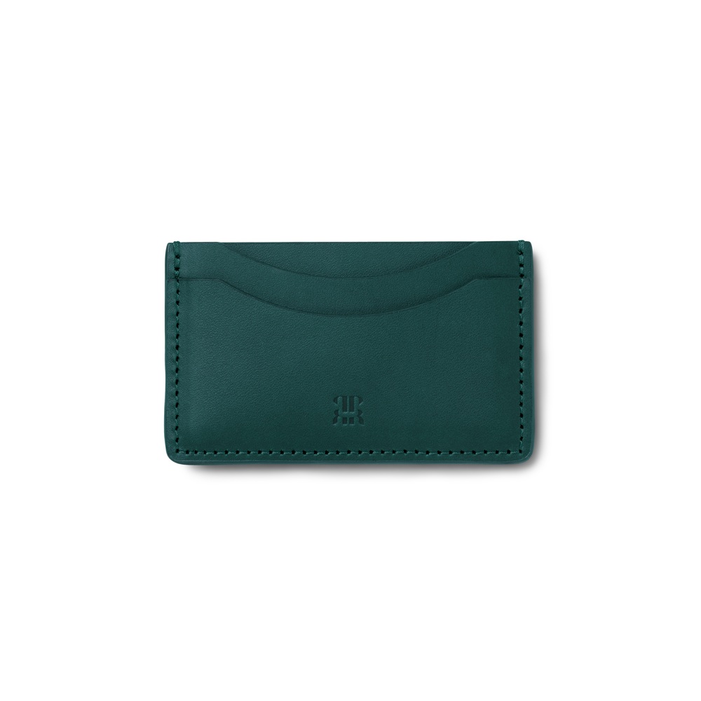 Paradise Row Leather Card Holder In Forest Green