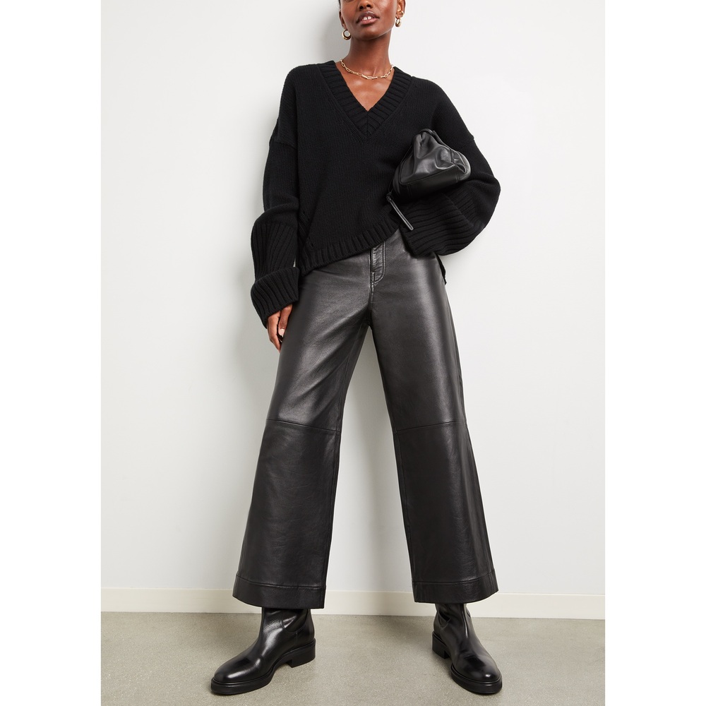 Proenza Schouler White Label Leather Culottes Pants In Black, Size 6