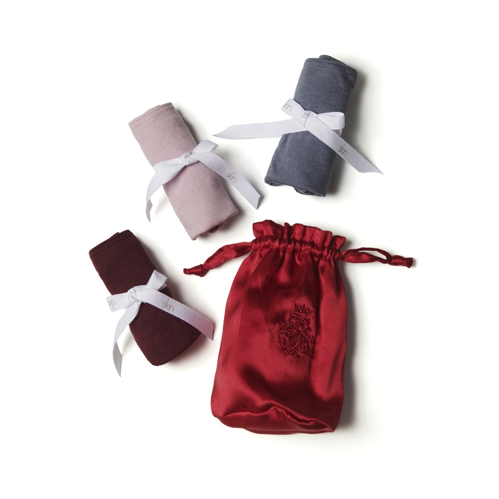 Skin Organic Thong Set In Burgundy/Pink Clay/Cool Grey, Large