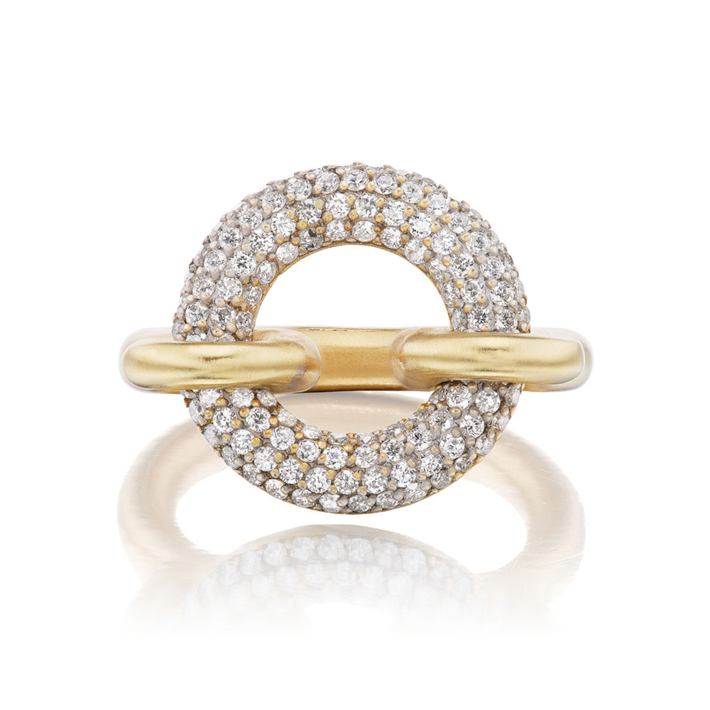 Beck Fine Jewelry Arco Spinning Ring​ In 18K Yellow Gold/Diamonds, Size 6.5