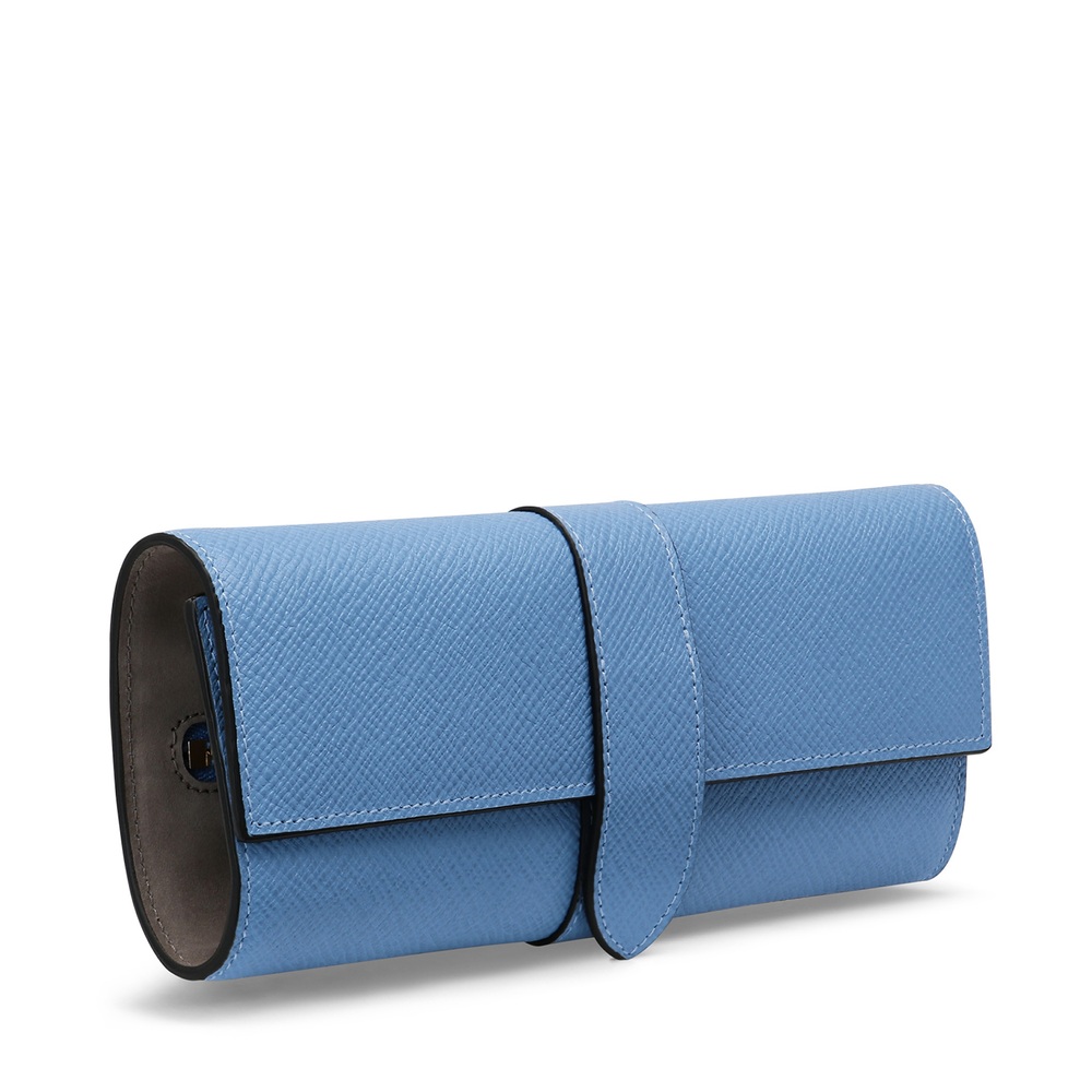 Smythson Small Jewelry Roll In Nile Blue