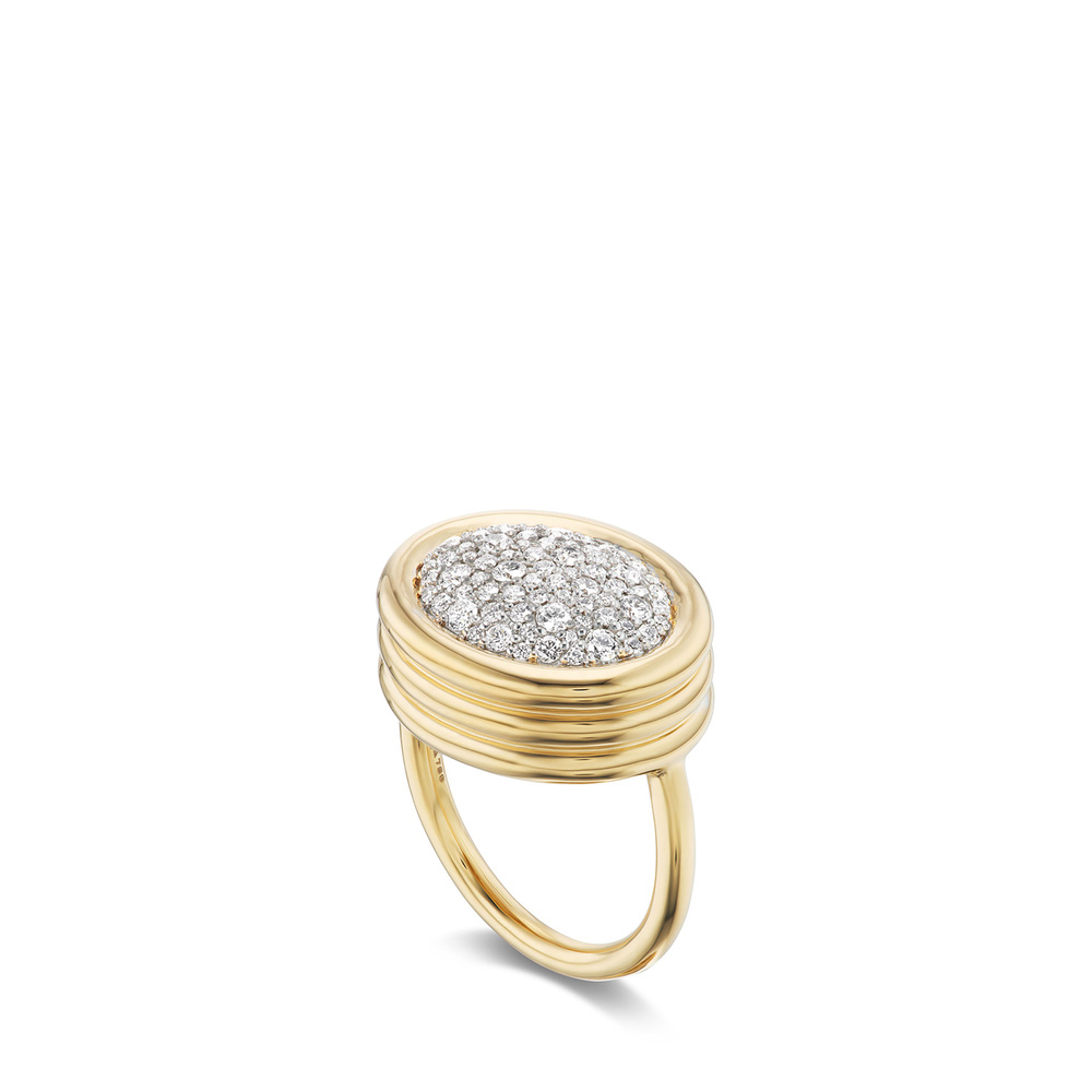 Beck Fine Jewelry Scuba Diamond Pavé Ring​ In 18K Yellow Gold/Diamonds, Size 7