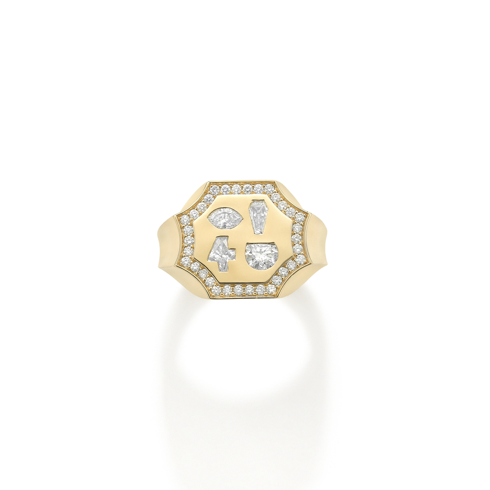 Robinson Pelham Eye Die 4 U Ring In 18K Yellow Gold/Diamonds​, Size 3