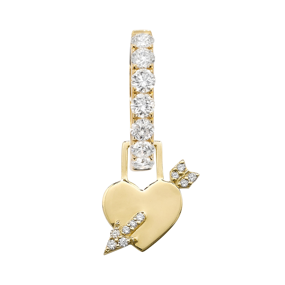 Robinson Pelham Cupid’S Heart Hoop Earring In 14K Yellow Gold/Diamonds​