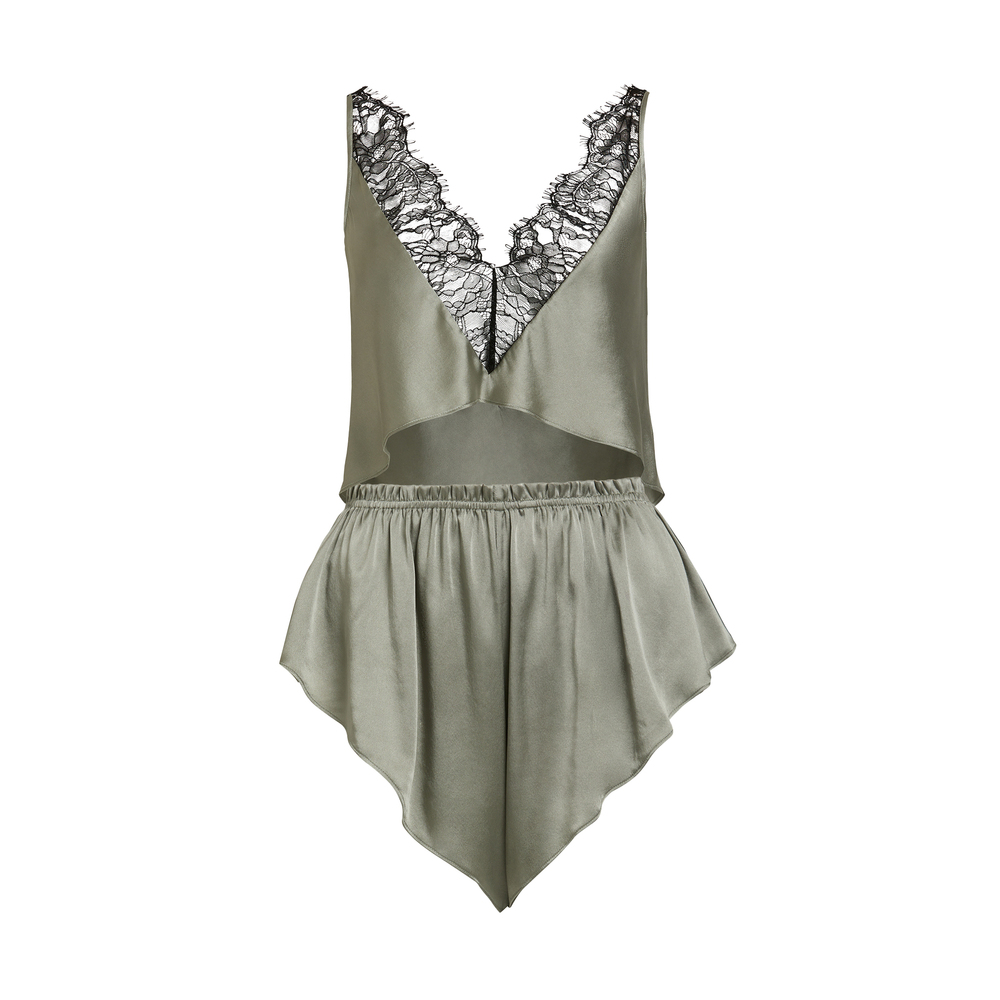 Sleeping With Jacques Nicky Silk Set In Sage, Size 2