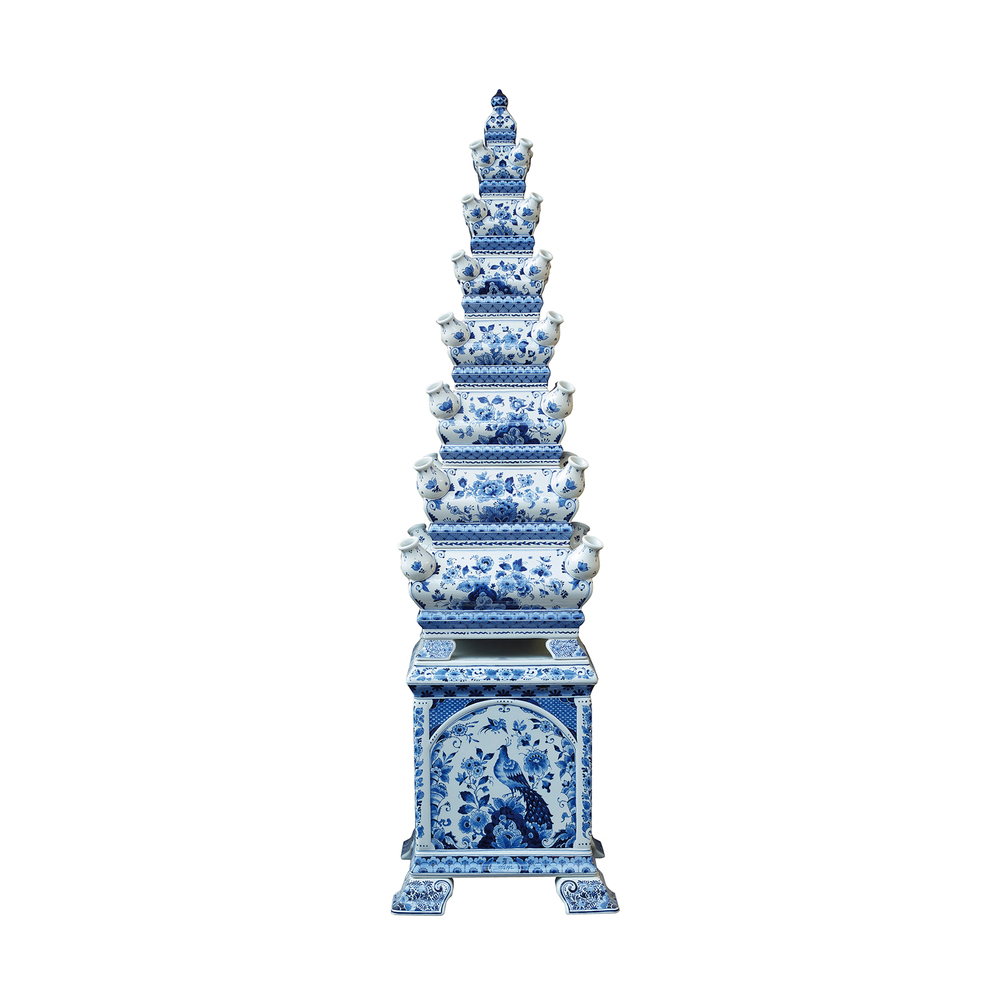 Royal Delft Hand-painted Tulip Vase Pyramid In Blue