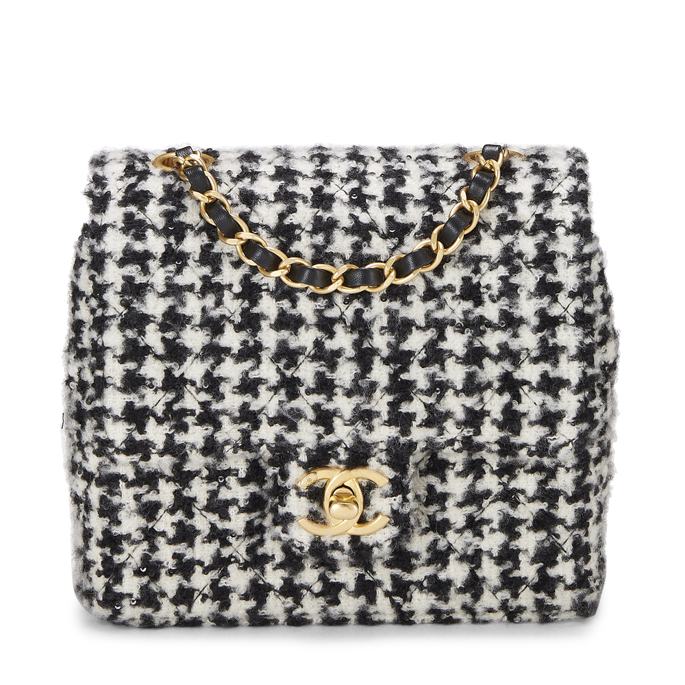 What Goes Around Comes Around Chanel Houndstooth Wool Square Flap Bag, Mini In Multi