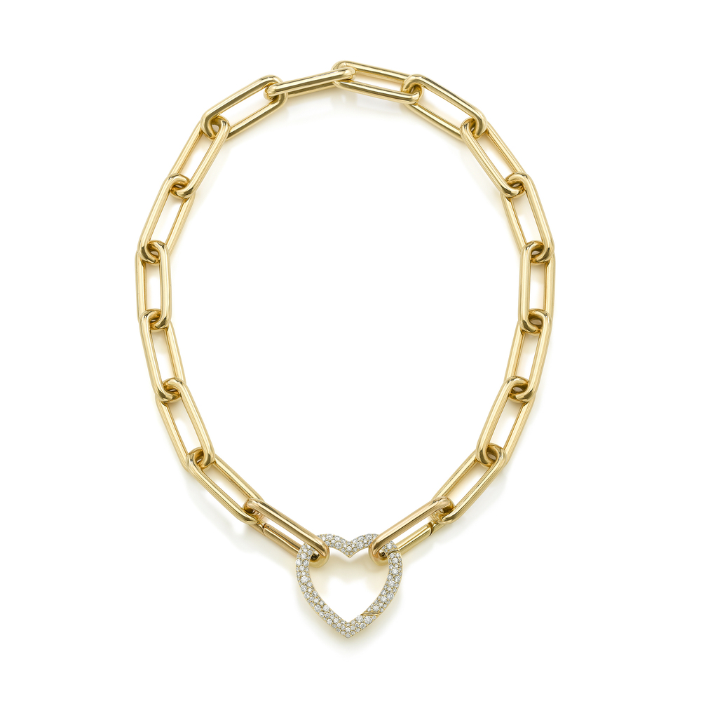 Robinson Pelham Identity Necklace With Diamond Heart In 18K Yellow Gold/Diamonds​